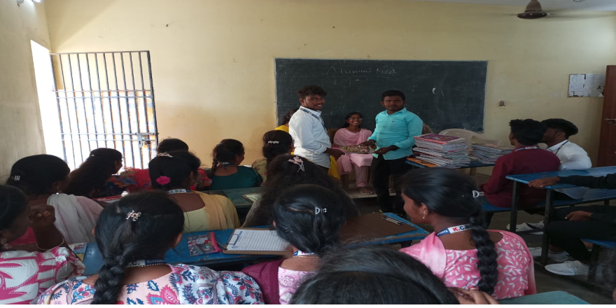 Alumni distributing material