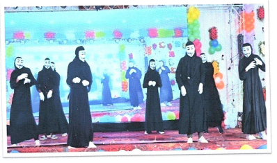 Students playing mime